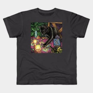 Black Cat Reading Tarot Kids T-Shirt